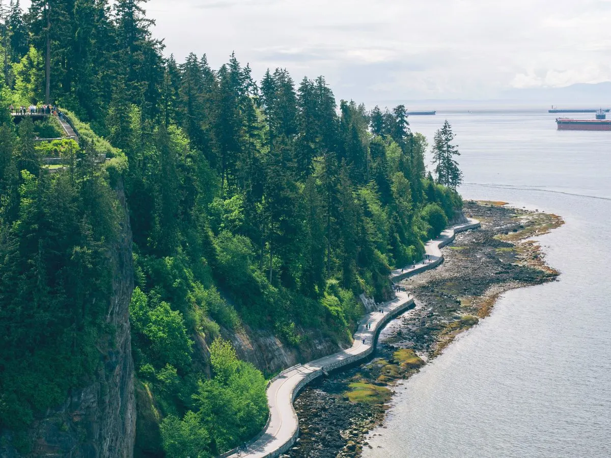 View of Seawall Walk in Stanley Park Vancouver British Columbia