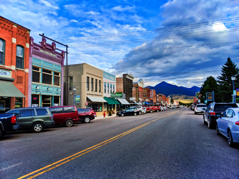 Vintage Storefronts and Neon Movie Theater Livingston Montana 4