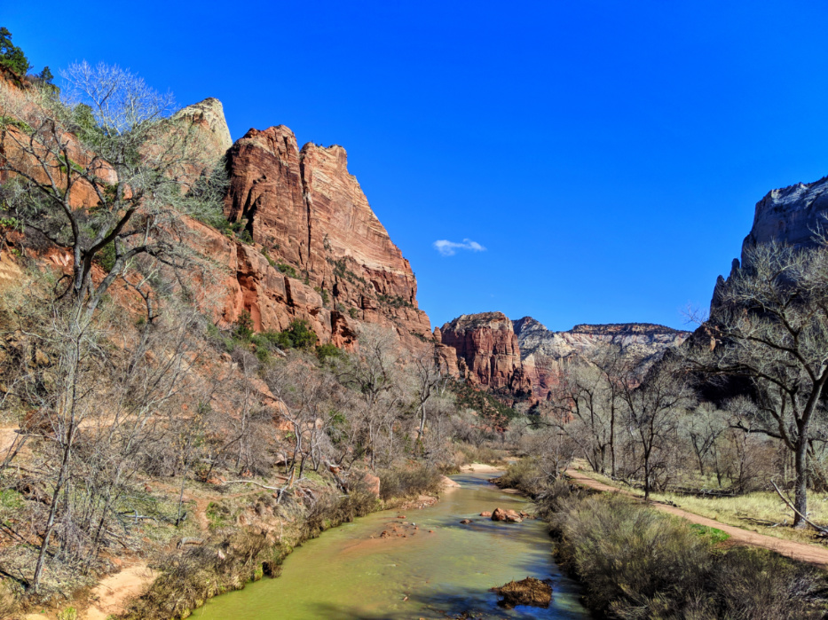 Virgin River flowing through Zion National Park Utah