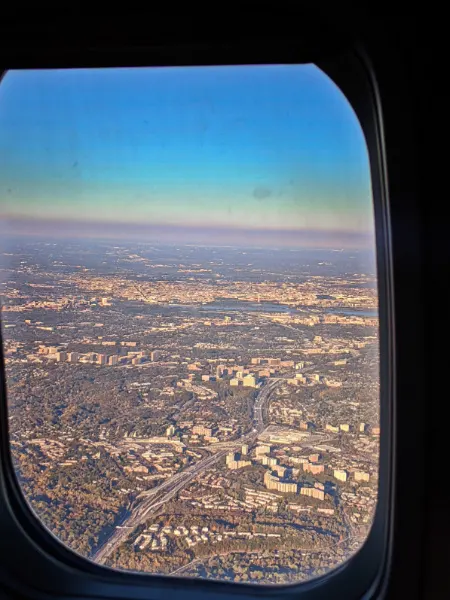 Washington DC from Airplane Window Landing at Reagan Airport 1