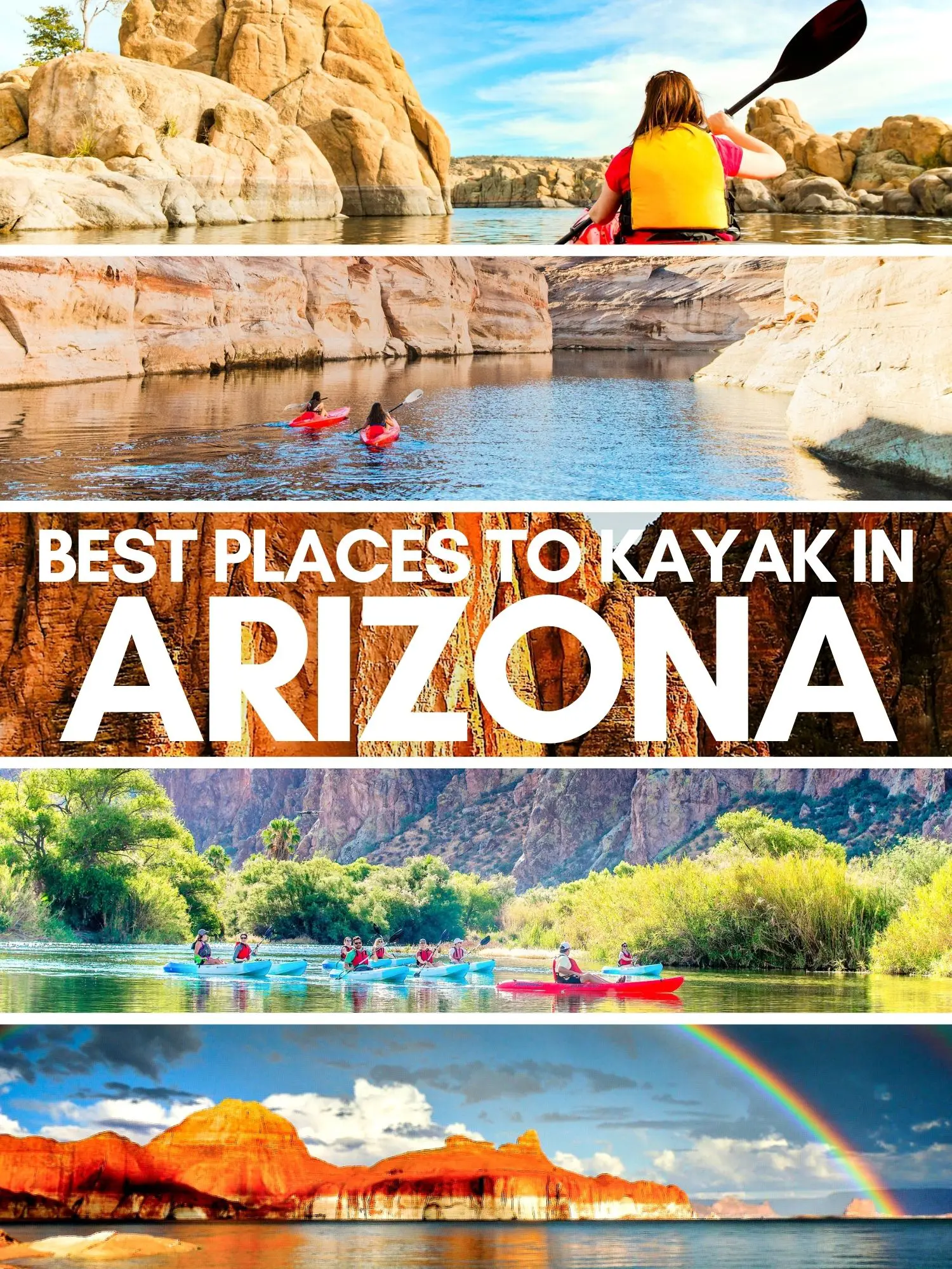 Kayaking in Arizona: beautiful, unique and a very different way to experience the most epic landscapes of the southwest. Famous sights and little known paddling spots around Arizona.
