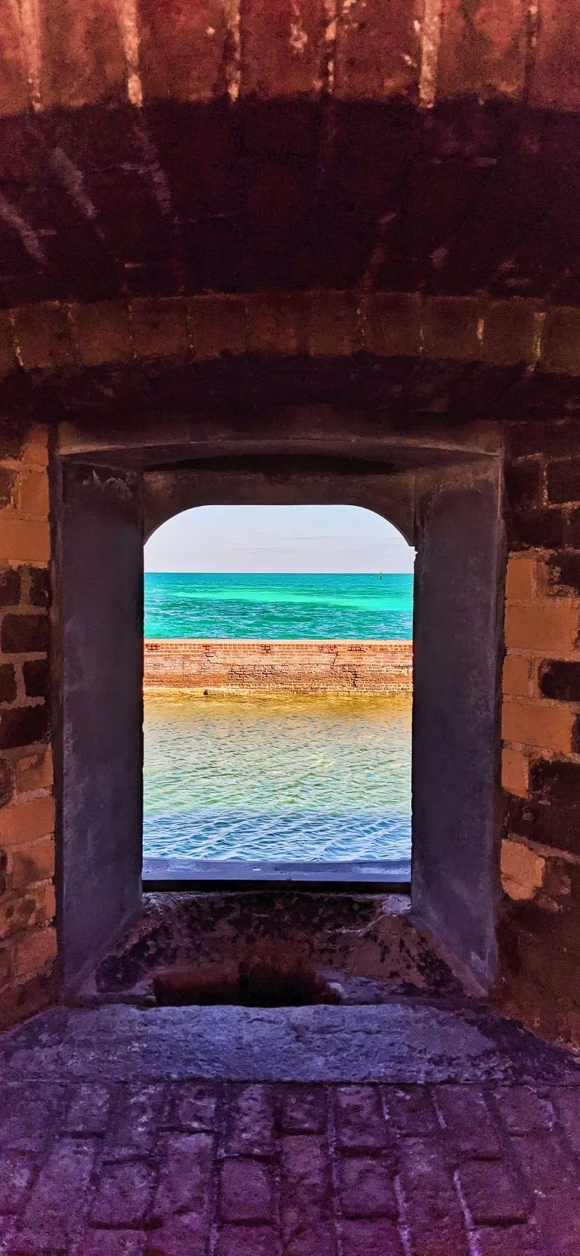 View through window at Fort Jefferson, Dry Tortugas National Park, Florida Keysa