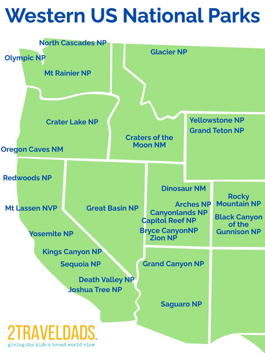Western US National Parks Map