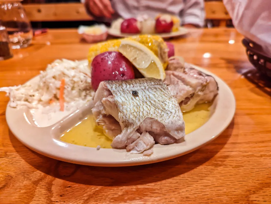 Whitefish Dinner at Pelletiers Fish Boil Restaurant Fish Creek Door County Wisconsin 1