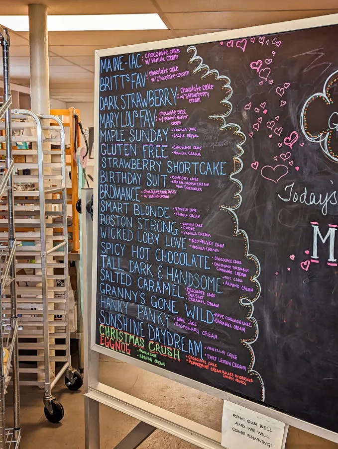 Whoopie Pie Flavor Menu at Cape Whoopies South Portland Maine 1