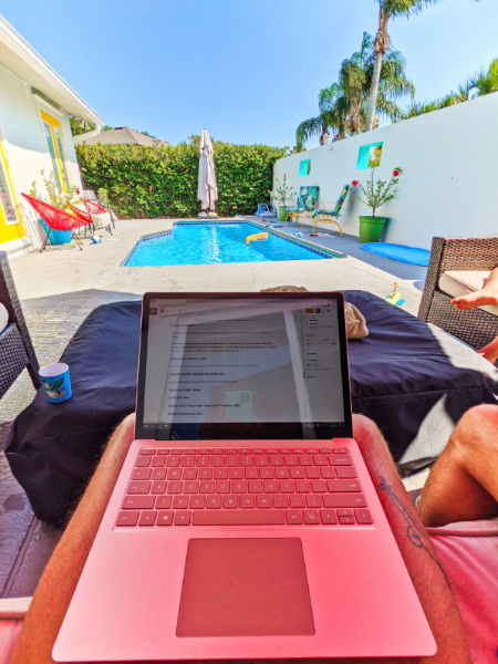 Working on Surface Pro 3 Laptop by the Pool 1