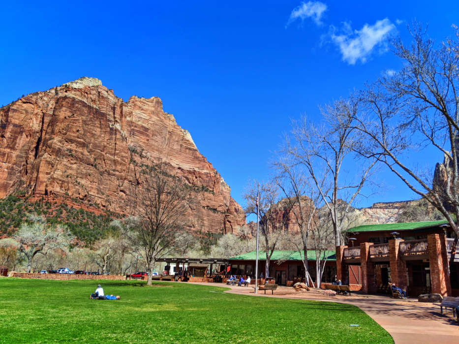Zion Lodge with red cliffs Zion National Park Utah 1