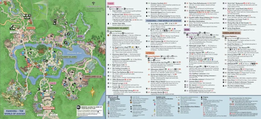 Map of Disney's Animal Kingdom, Walt Disney World, Florida