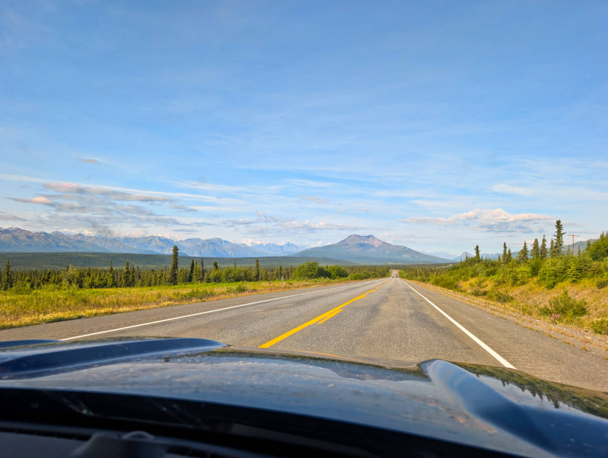 Driving the Gleen Highway from Glennallen Alaska