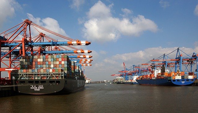Container ships in port